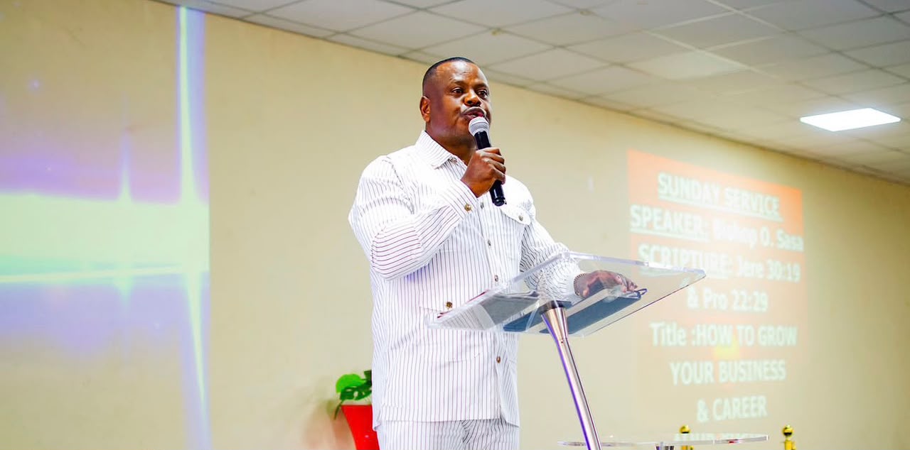 Pastor preaching at a Sunday service